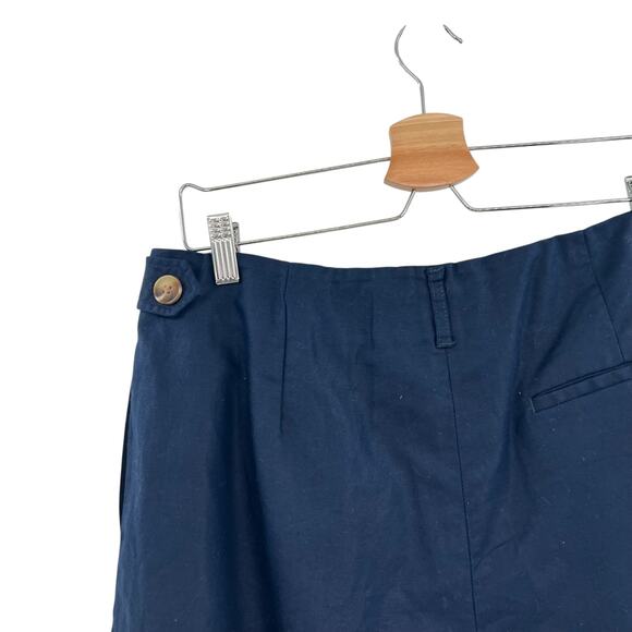 J. Mclaughlin Ebba Shorts Linen Blend Twill Pleated Navy Blue Size US 8 - Picture 7 of 12